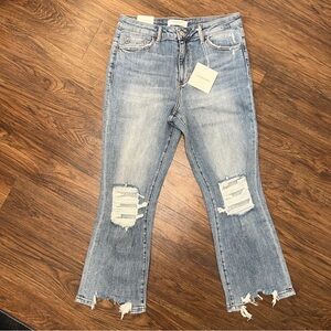 NWT Lovervet Light Wash Distressed Kick Flare